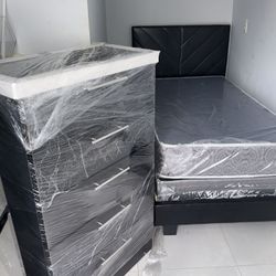 Twin Bed Frame With Mattress And Chest.  All New Furniture And Free Delivery Free Installation 
