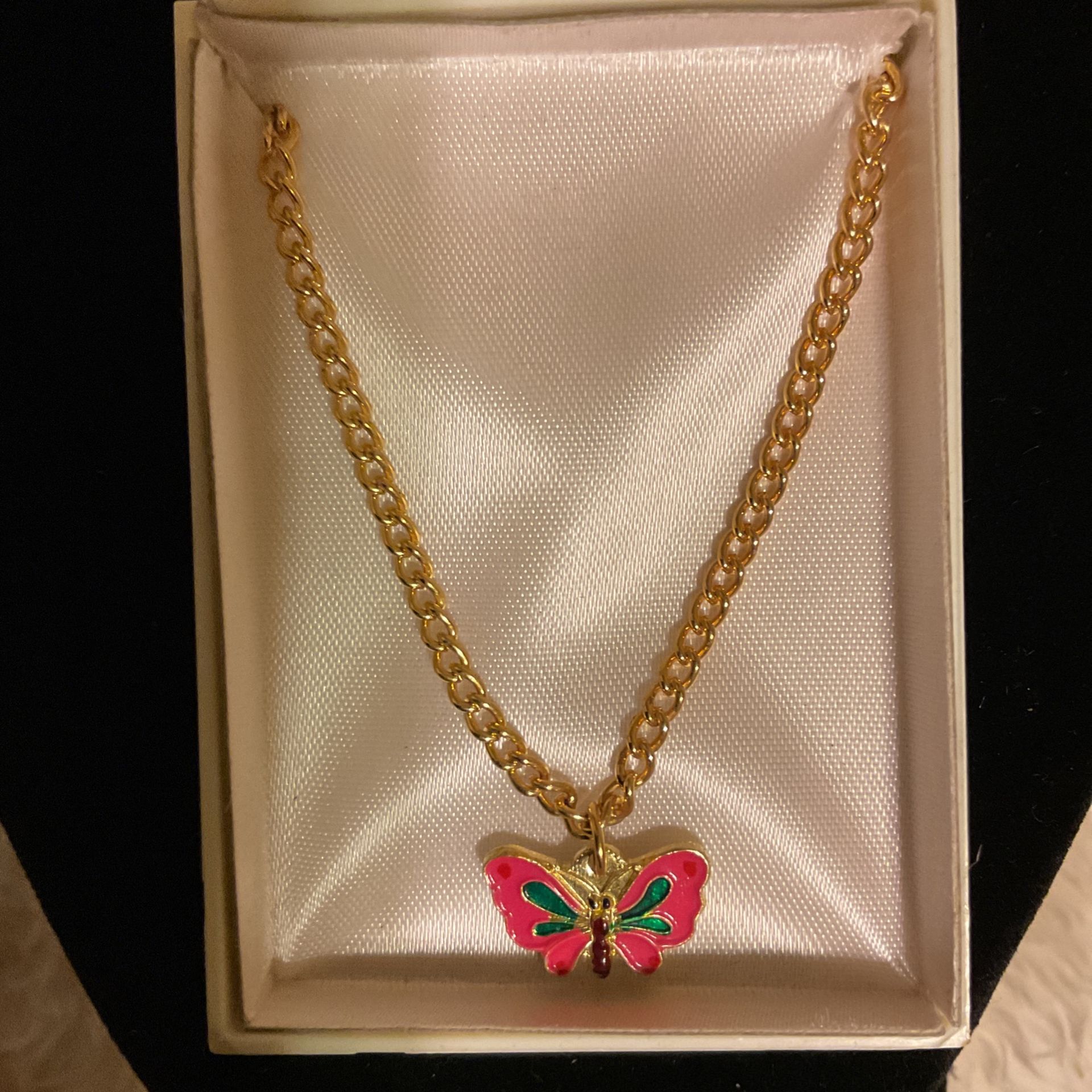 Goldtone Necklace With Butterfly Pendant