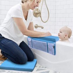 NEW Baby Bath Kneeler and Elbow Rest Pad Set with 12 Free Baby Bath Toys-Support for Elbow &Knee-Baby Bath Tub Kneeling Mat &Toy Organizer Pocket-Bath