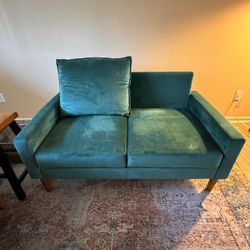 Green Velvet Loveseat 