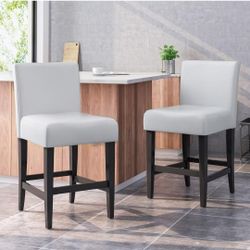 Lopez 26 in. Ivory Counter Stools (Set of 2)