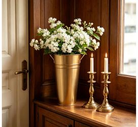 Hosley Set of 2 Gold Bucket/Pot Vase