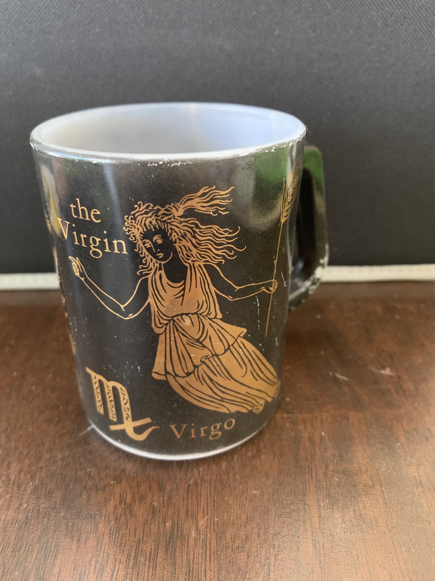 Vintage Virgo Federal Glass Black And Gold