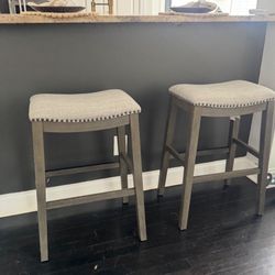 Set of 2 Backless Upholstered Bar Stools(2)