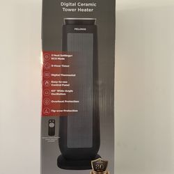 Pelonis 1500-Watt 23 in. Digital Tower Indoor Ceramic Heater Quiet Operation w/ Safety Overheat Protection and Fan Mode in Black