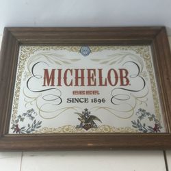 Vintage Michelob Beer Since 1896 Framed Mirror Sign 12" X 14" Used in good condition with some cosmetic blemishes. These blemishes are in the form of 