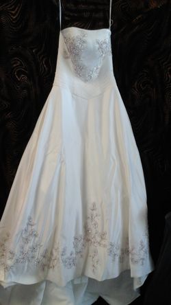 David's bridal Ivory and lilac details wedding gown