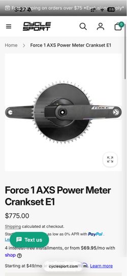 NEW FORCE 1 AXS POWER METER aero CRANKSET. 170mm crank and 44T aero chainring.