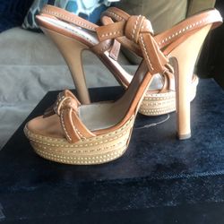 Prada Platform Leather Sandals/Heels ~ Sz 38