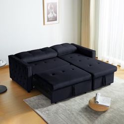 New Velvet queen size sectional sofa bed with storage black and gray color available