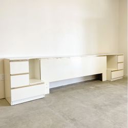 1970s Post Modern Headboard With Built In Side Tables