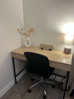 Modern Desk with Power Outlets & Office Chair