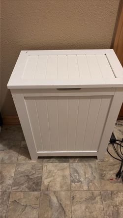 White Wooden Laundry Basket