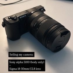 Sony Alpha 5100 Camera + Sigma Lens 