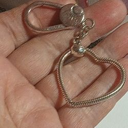 Pandora Moments Authentic Brand New XL Heart Snake Chain Keychain Bag Tag Charm Holder Sterling Silver Solid 