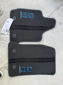 C7 Corvette Genuine GM Floor Mats, Black With Blue Stitch,Grand Sport Logo