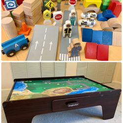 Imaginarium Train Table with Wooden Blocks & Accessories