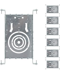 ASD 6 Pack New Construction Mounting Plate Round Hole - 3/4/6 Inch Adjustable Galvanized Steel Wafer Light Rough In Plate, Universal Light Fixture Mou