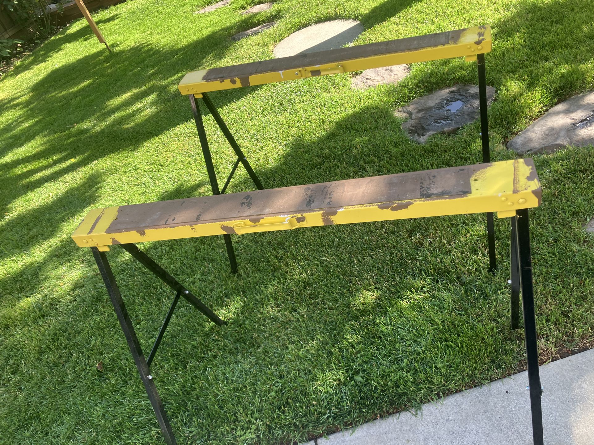 Metal Folding Sawhorses $15 For The Pair. Good condition price is firm cash only.