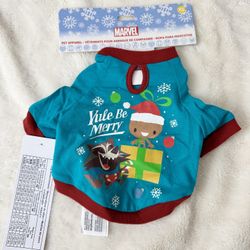 Disney Marvel Holiday Christmas Pet Dog "Yule Be Merry" Groot Rocket Large Shirt NWT