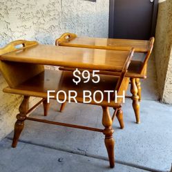 RARE 1950's VINTAGE COLUMBIA MFG. CO. PAIR OF 2 TIERED END TABLES. EXCELLENT CONDITION! SOLID!