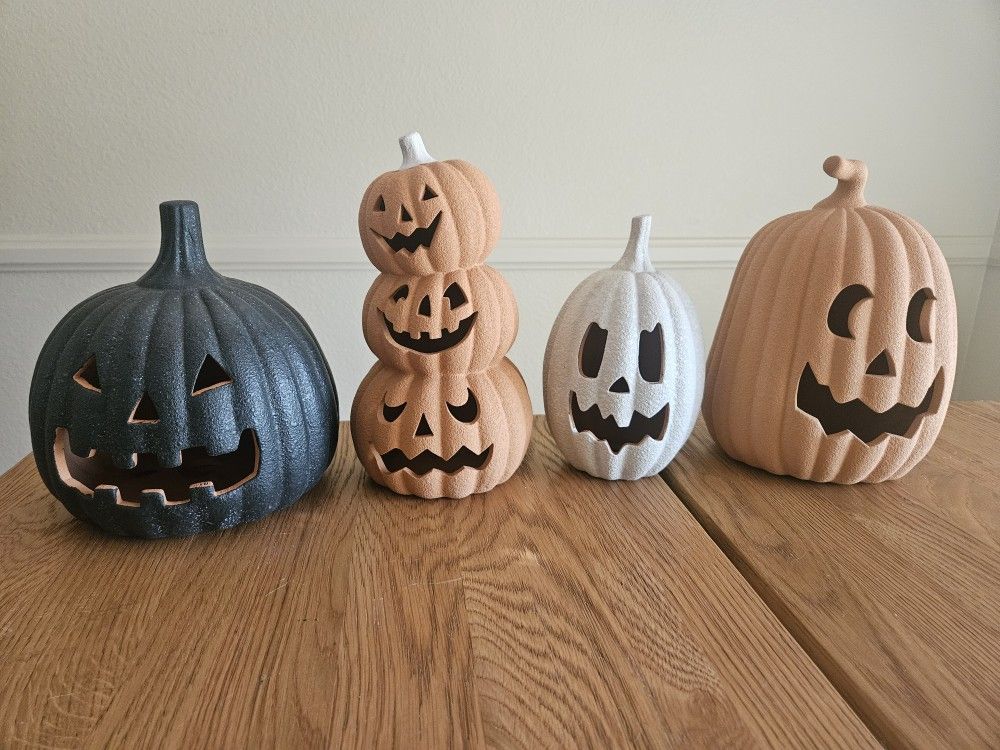 4 Target Terracotta Jack o Lantern Halloween Pumpkins