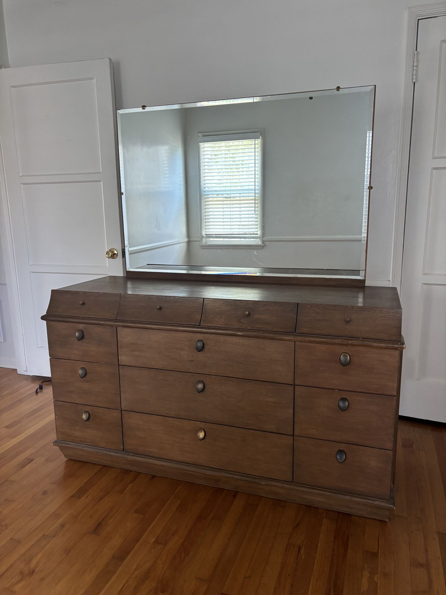 Antique Large Dresser With Mirror