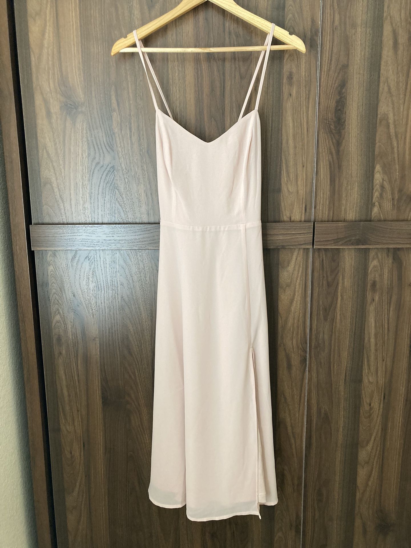 NWT Lulu’s Blush Light Pink Cocktail Summer Midi Dress