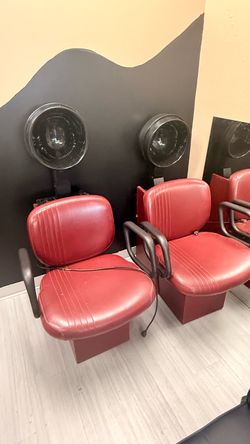 Two Hair Dryers Chairs Combo Hooded Dryer Salon Chair