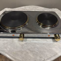Table Cooktop Double Burner Cuisine Command Performance Gold Electric MK-307F