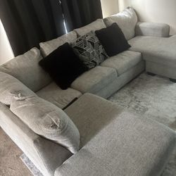 Gray Sofa L Shape With Ottoman 