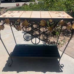 STURDY SERVING TABLE WITH WINE RACK