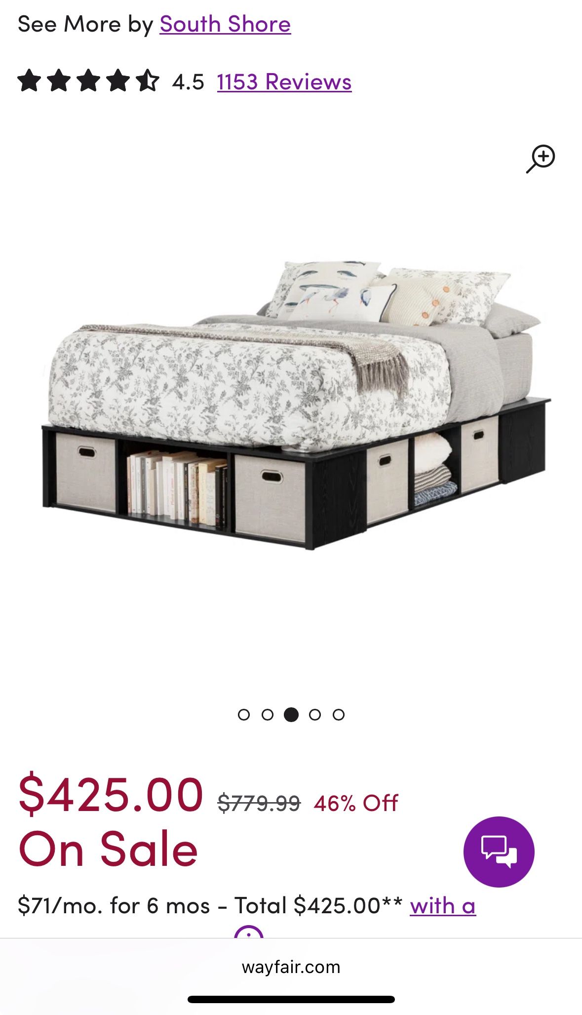 Black Full Size Storage Bed
