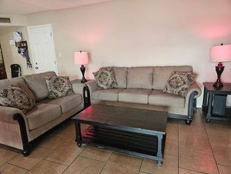 Sofa and Loveseat Set with Accent Pillows