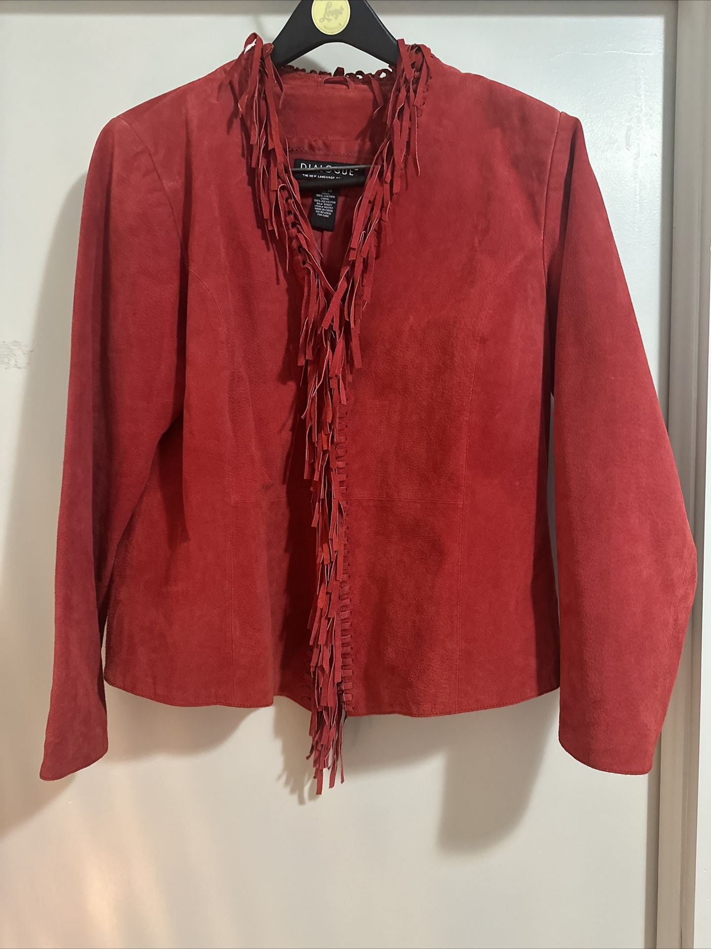 Women’s Red Leather Fringe Jacket 