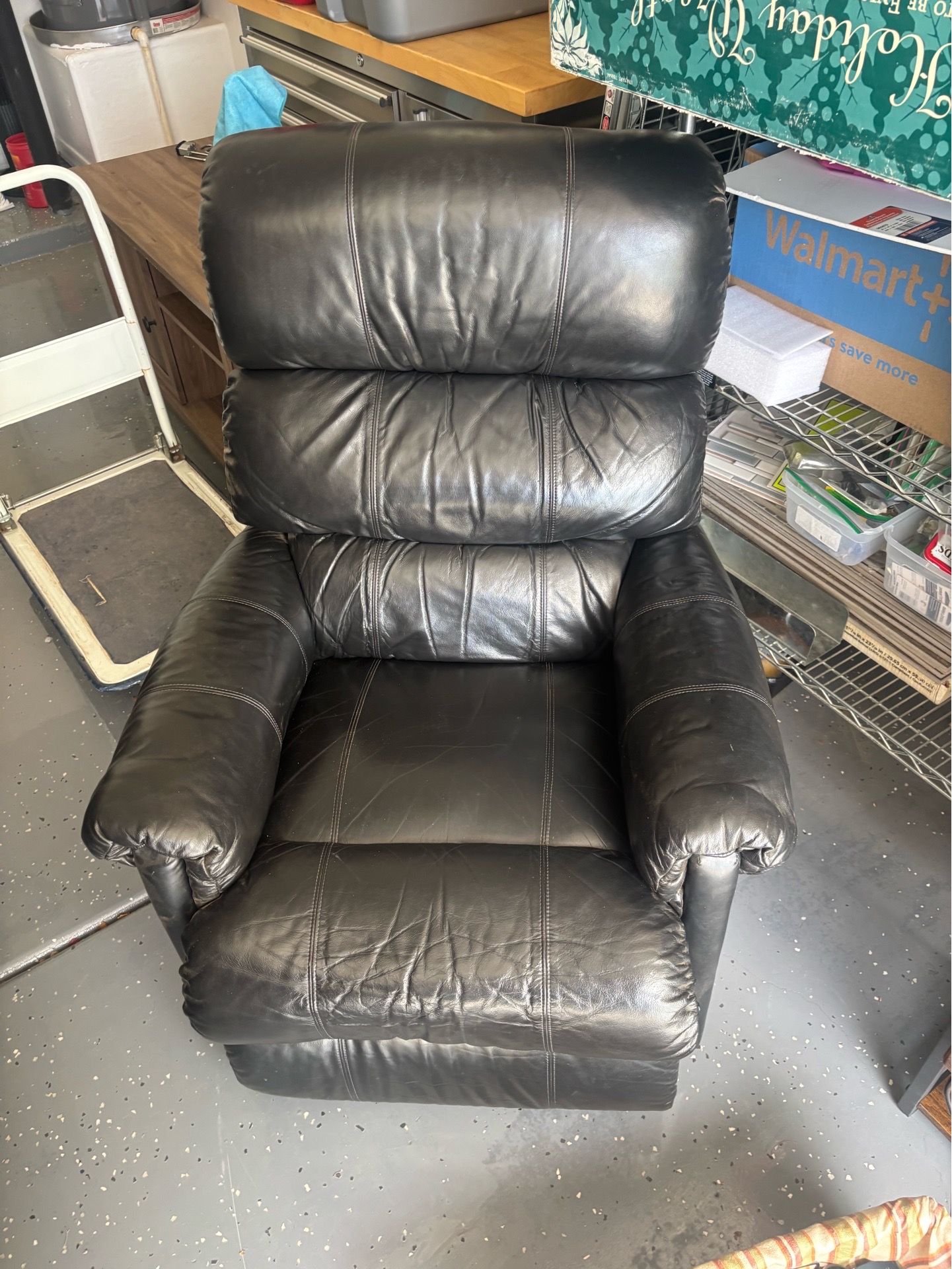 Black leather reclining chair