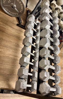 Set of Hex Cast Iron Dumbbells 10s to 55s In NEW Condition. Total: 650 pounds [NO RACK /being sold already]