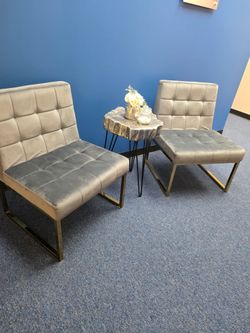 Modern Grey Velvet Chair set