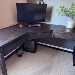 Living Spaces Pierce  Espresso 62" L-Shaped Computer Desk | Gaming | Storage | 3 Drawers  $ 795 