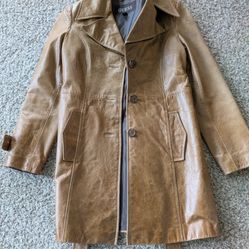 Guess Women's Leather Trench Coat With Belt