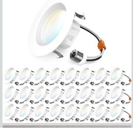 Sunco 24 Pack 4 Inch Retrofit LED Recessed Lights, 5CCT, 11W=60W, Dimmable 660LM, Selectable CCT 2700K/3000K/3500K/4000K/5000K, Baffle Trim, LED Retro