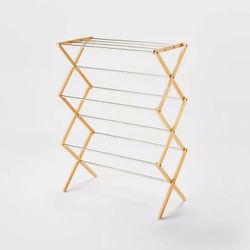 Rubber Wood and Stainless Steel Drying Rack - Brightroom