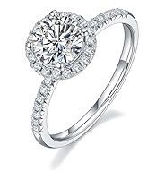 LUSHE Moissanite Engagement Ring 1CT DColor VVS1 Clarity Halo setting style women size 8