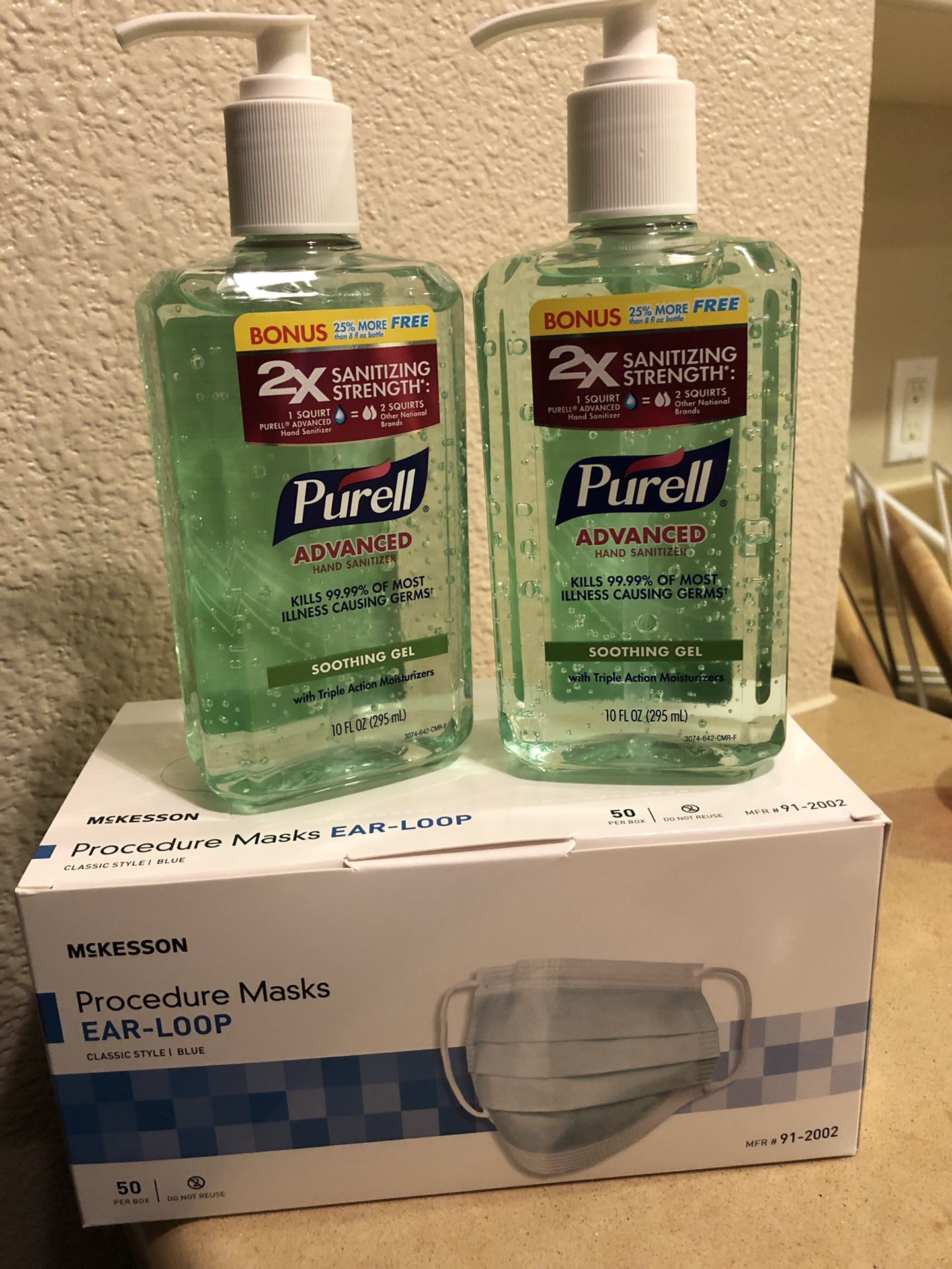 Face masks (box of 50) and hand sanitizer - Whuhan virus survival kit