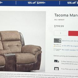 Love Seat Reclining Sofa