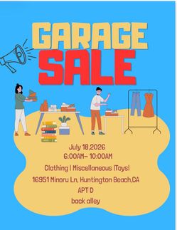 Garage sale 7/18/26, Huntington Beach