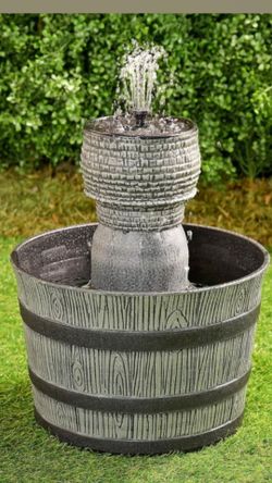 Bernini Rustic Whiskey Barrel Fountain