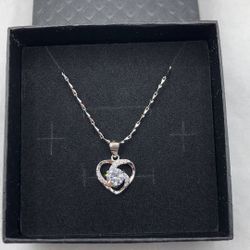 S999 Sterling Silver Heart Necklace Women's Fashion Rotary Love Pendant Gift