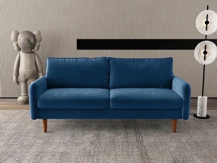 New 71” Soft Velvet Prussian Blue Sofa