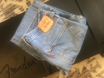 Levi’s vintage 35x30 501XX button fly washed broken in used red tab